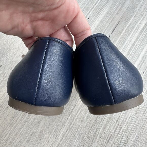 Liz Claiborne Square Toe Ballet Flats Shoes Size 9M Blue Bow Preppy Coquette NEW - Picture 8 of 9